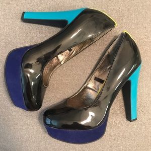 Material Girl - Black Color-Block Platform Heels